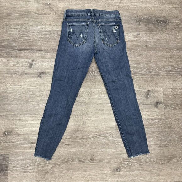 Mother The Looker Ankle Step Fray Distressed Blue Jeans Women Sz 26 Stretch Jeg - Picture 2 of 8
